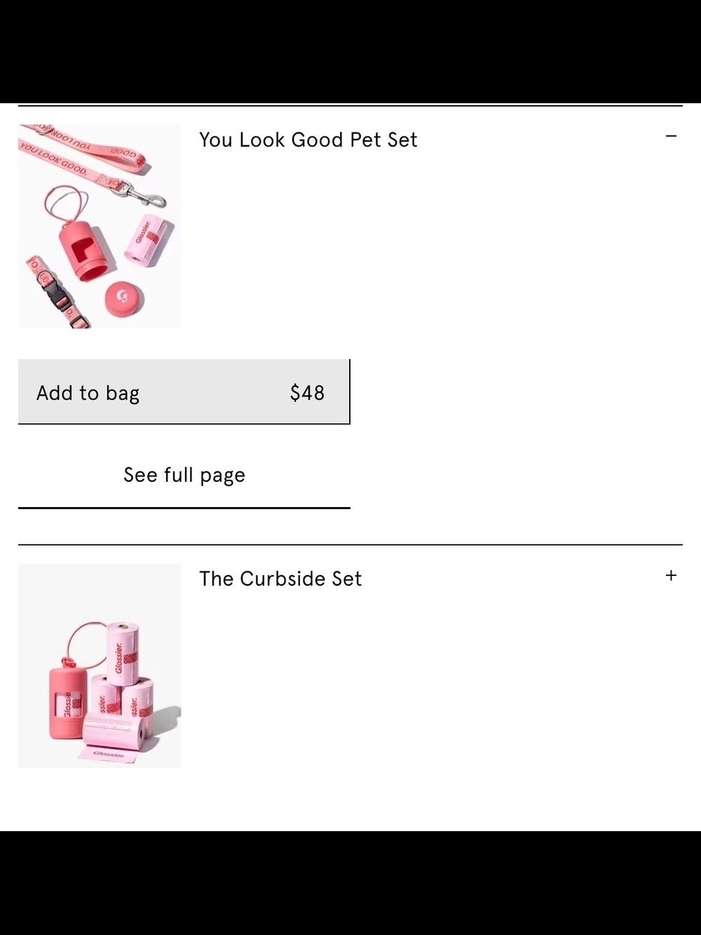 Glossier You Look Good Pet Set - Pink Pet Accessory Kit